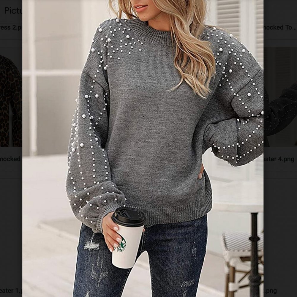 NWOT Blooming Jelly Women's Chunky Sweater with Pearls